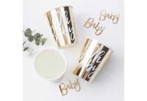 Bekers Oh Baby goudfolie (8st) Ginger Ray