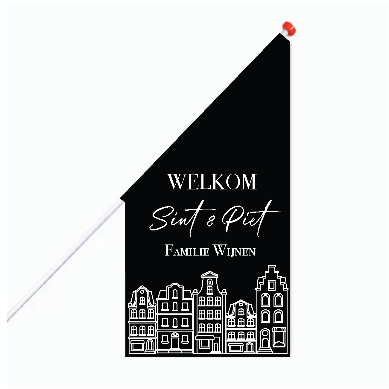 Sinterklaas kioskvlag zwart met grachtenpand