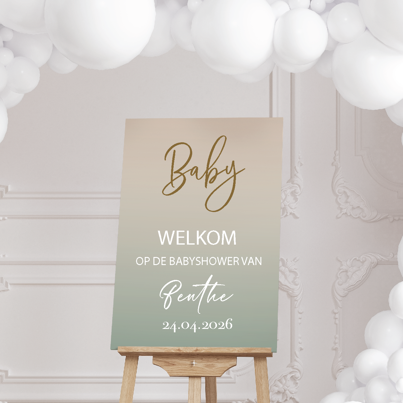 Welkomstbord Sage babyshower