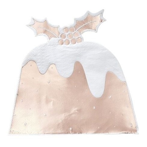 Christmas pudding servetten roségoud (12st) Ginger Ray