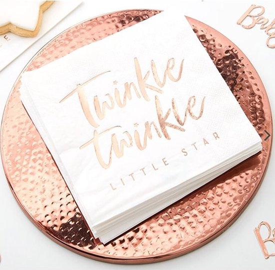 Servetten twinkle twinkle roségoud (16 st) - Ginger Ray