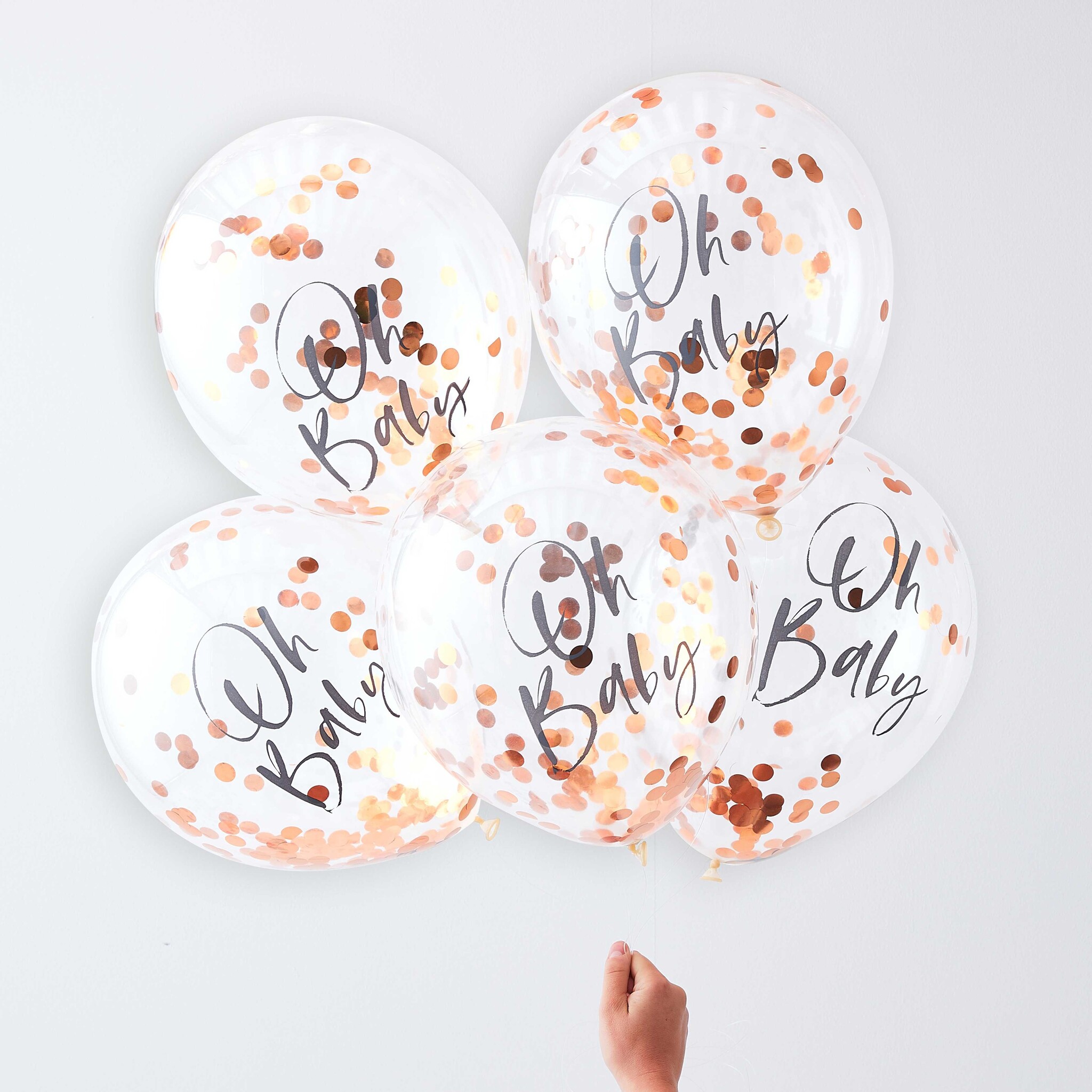 Oh Baby roségoud confetti ballonnen twinkle twinkle (5 st) - Ginger Ray