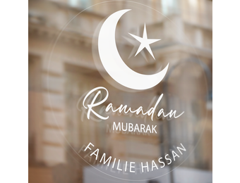 Raamsticker Ramadan Mubarak met naam (herbruikbaar)