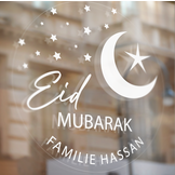 Raamsticker Eid Mubarak met naam (herbruikbaar)