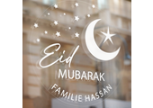 Raamsticker Eid Mubarak met naam (herbruikbaar)