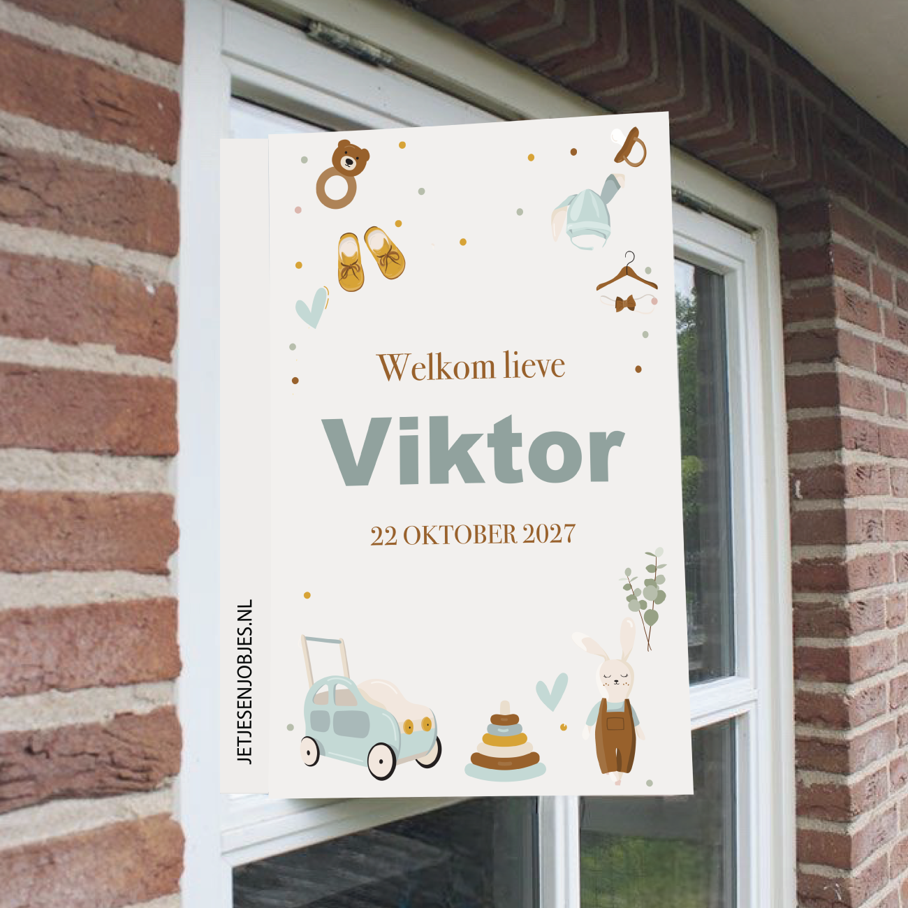 Geboortebord XL hoera een jongen