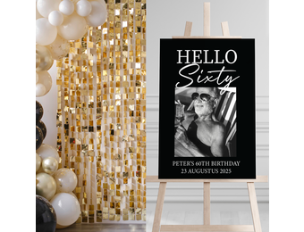 Welkomstbord verjaardag Hello sixty