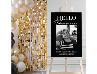 Welkomstbord verjaardag Hello Twenty One