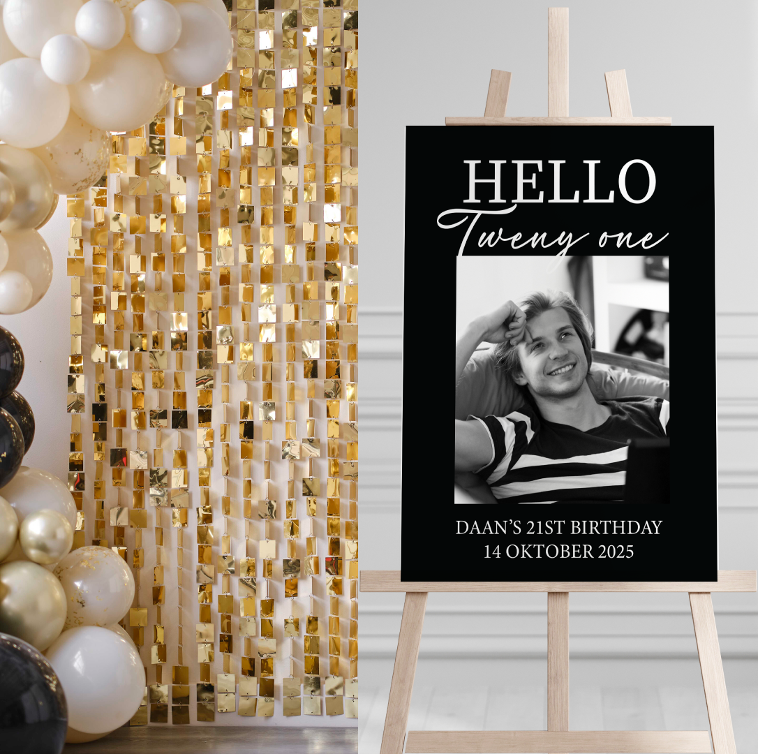Welkomstbord verjaardag Hello Twenty One