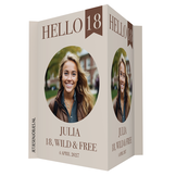 Raambord XL verjaardag Hello 18 crème