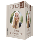 Raambord XL verjaardag Hello 21 crème