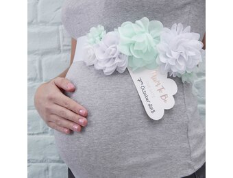 Hello World Mother To be bloemenceintuur mint-wit Ginger Ray