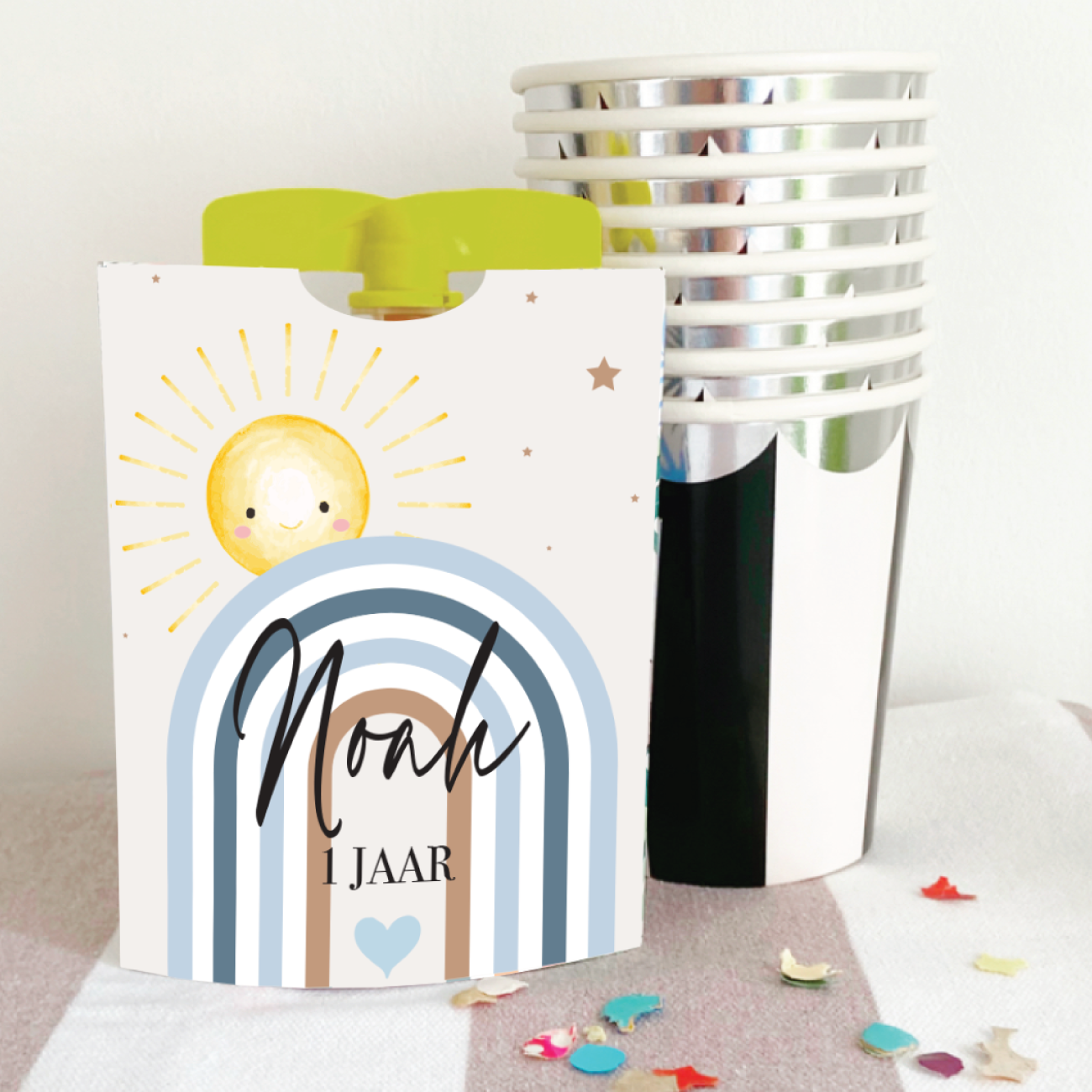 Knijpfruit wikkel printable regenboog blauw