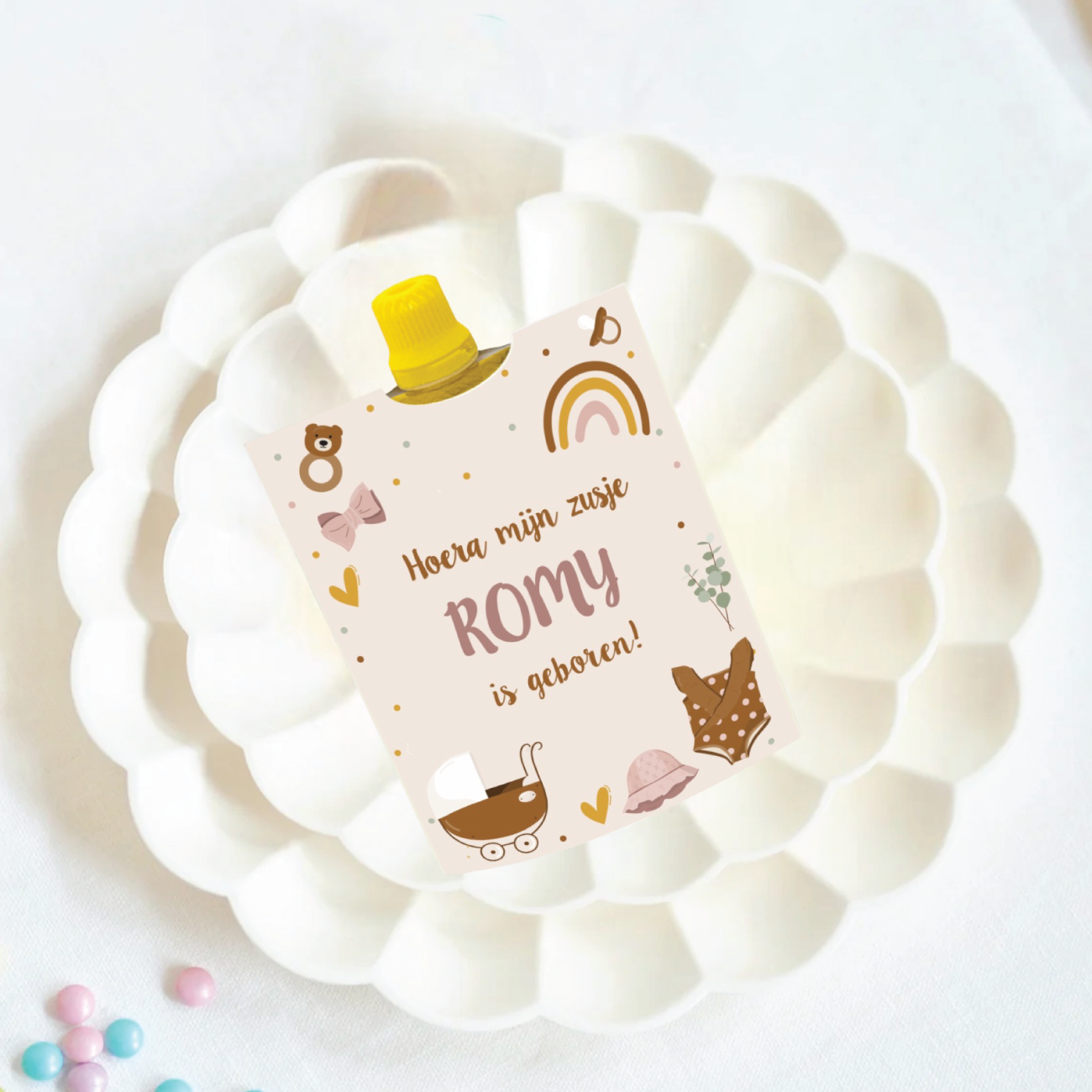 Knijpfruit printable hoera een zusje