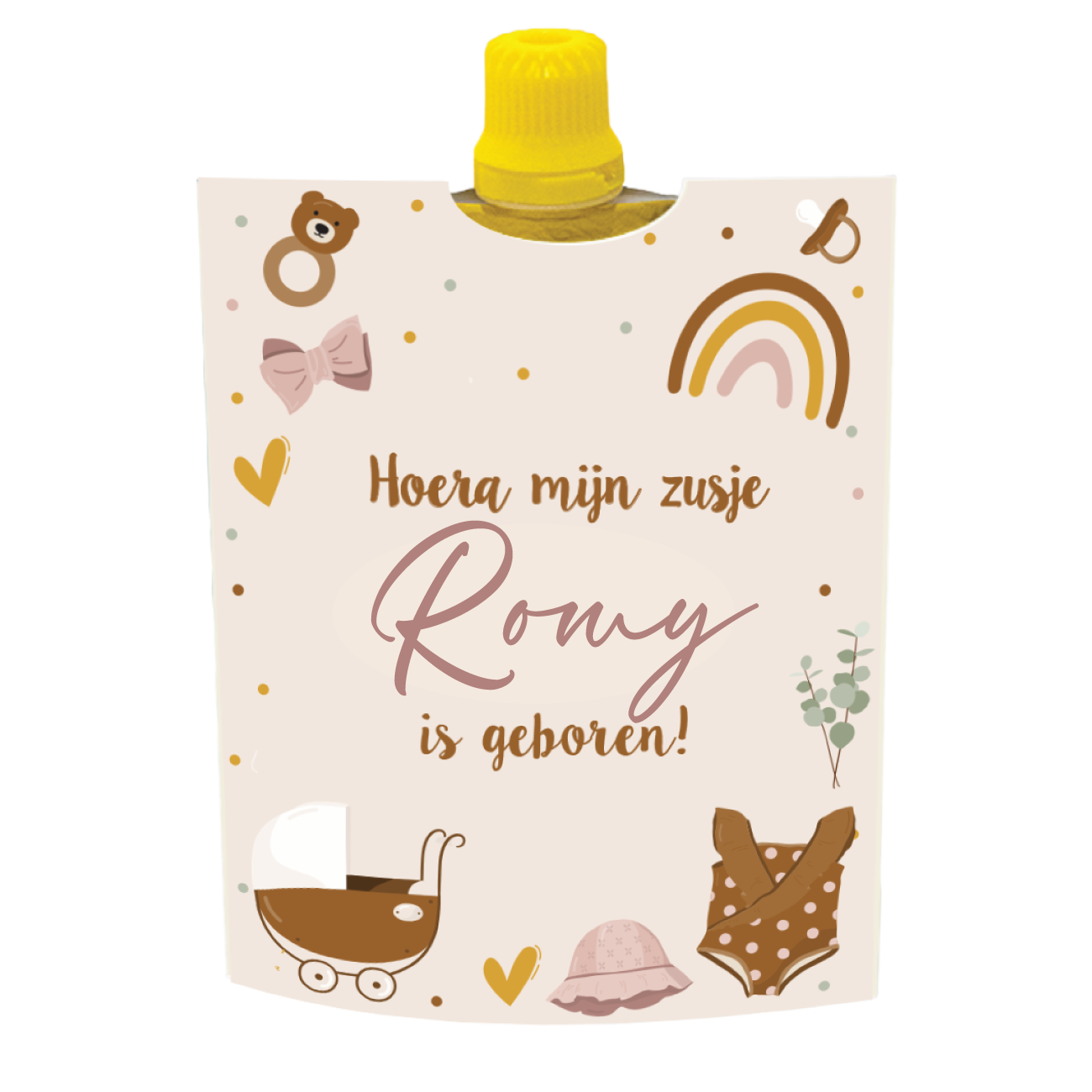 Knijpfruit printable hoera een zusje