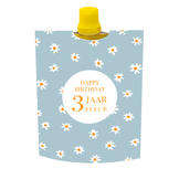 Printable knijpfruit wikkel madelief blauw