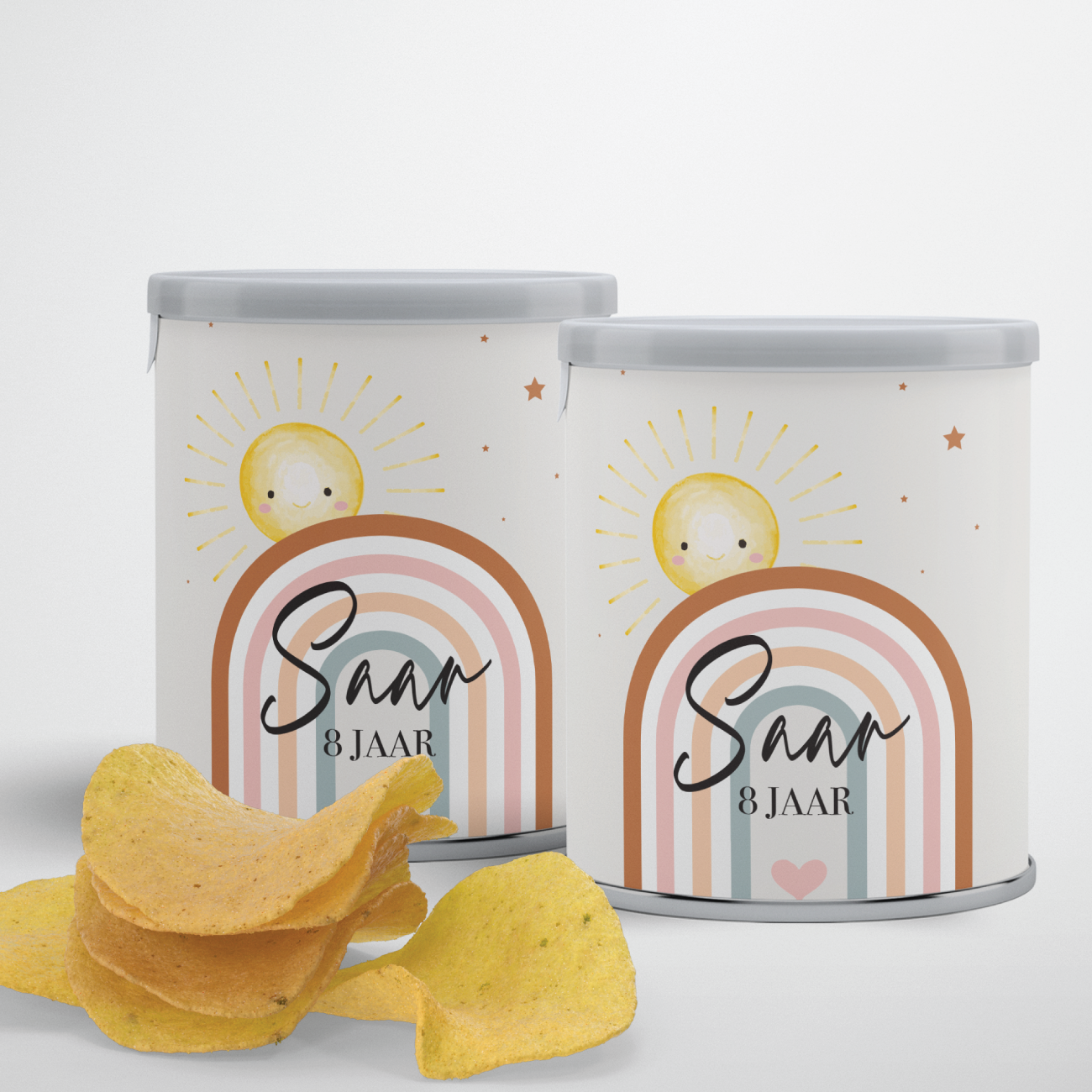 Pringle traktatie printable regenboog boho