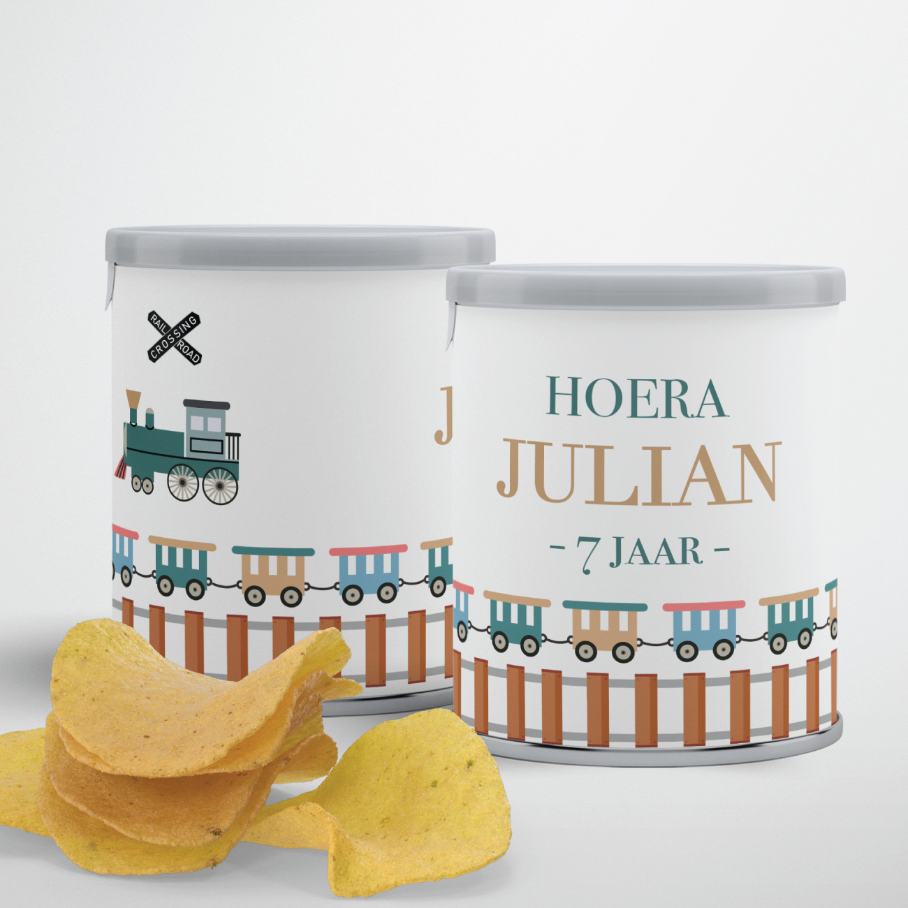 Pringle traktatie printable trein