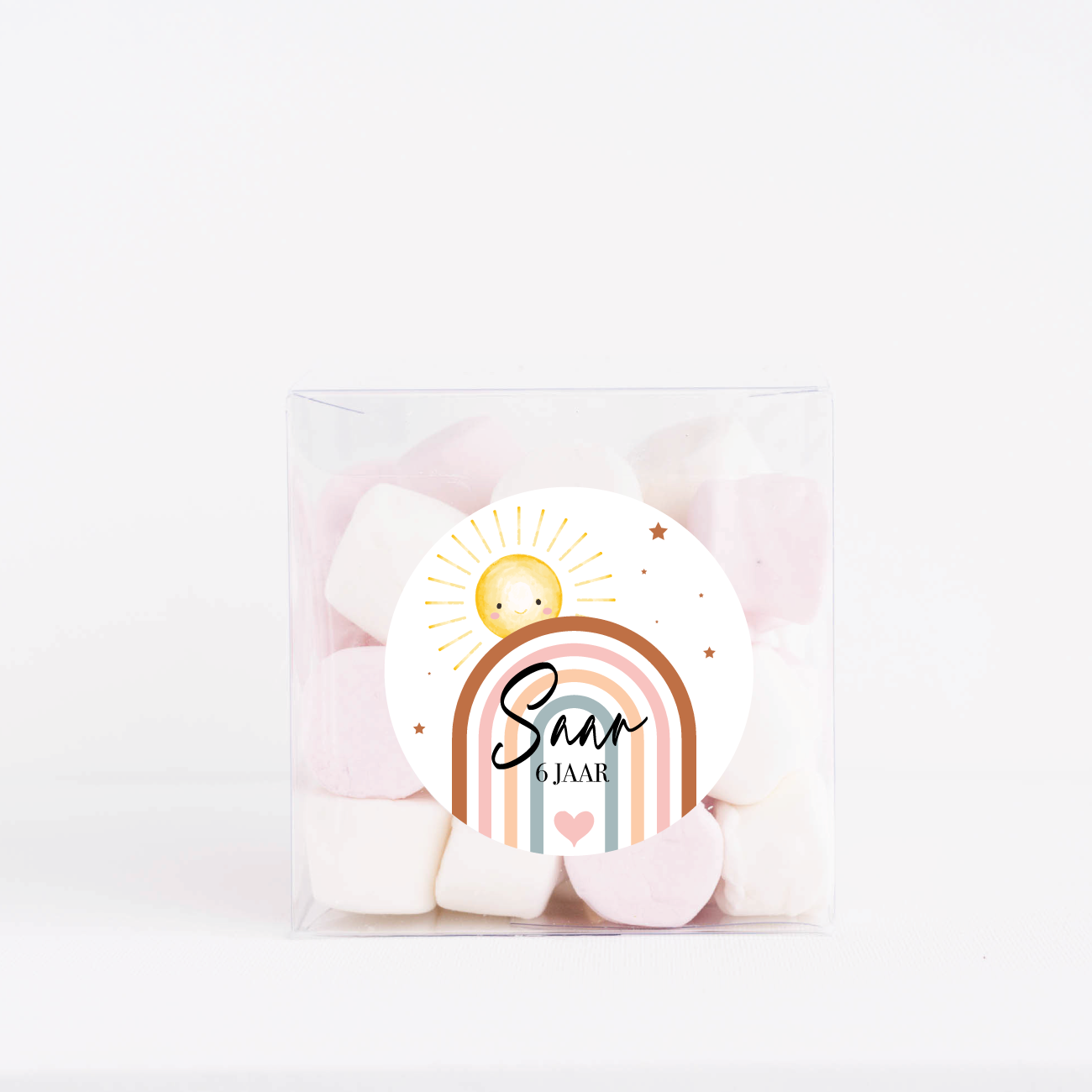 Traktatiedoosje gepersonaliseerd Regenboog boho (5st)