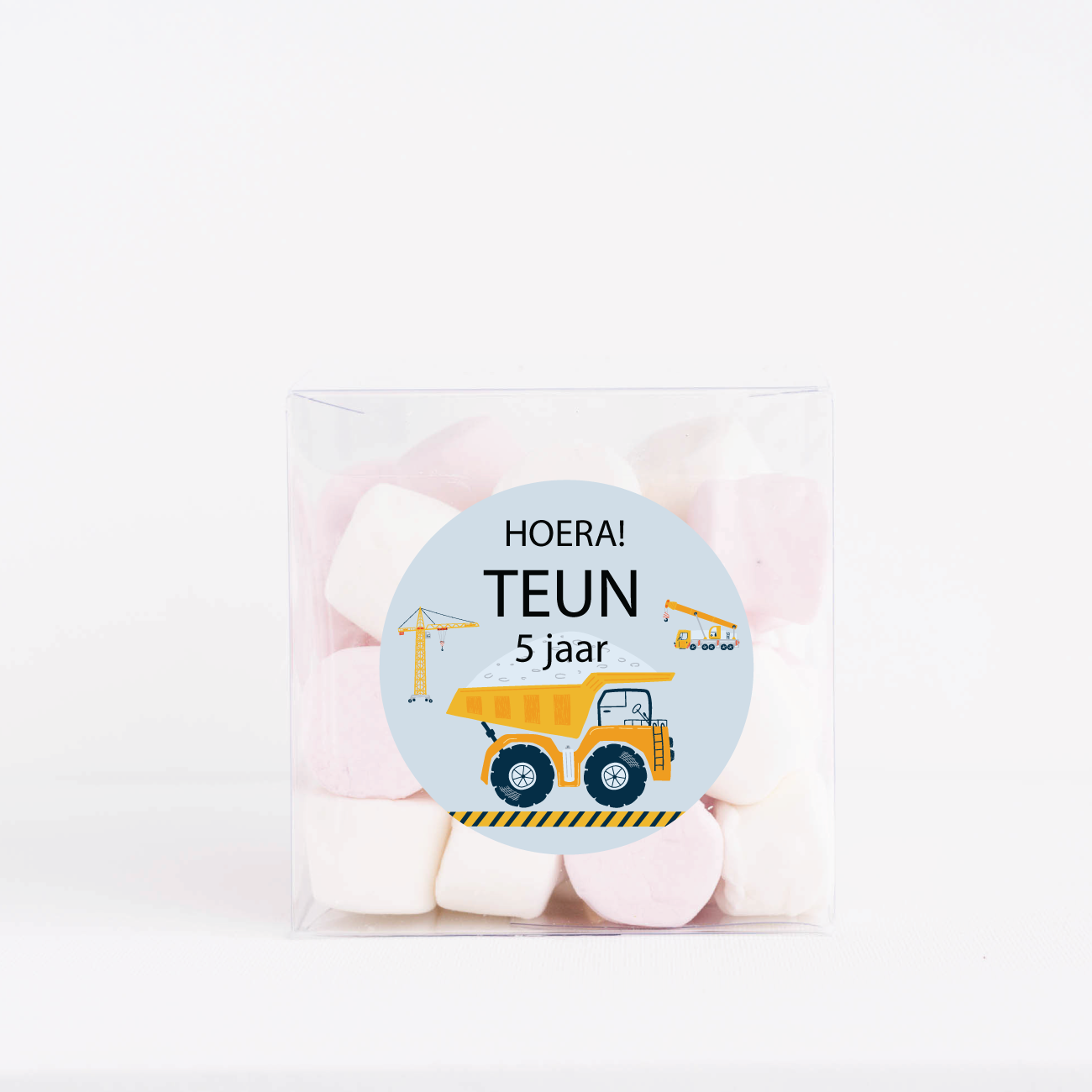 Traktatiedoosje gepersonaliseerd Bouwplaats (5st)