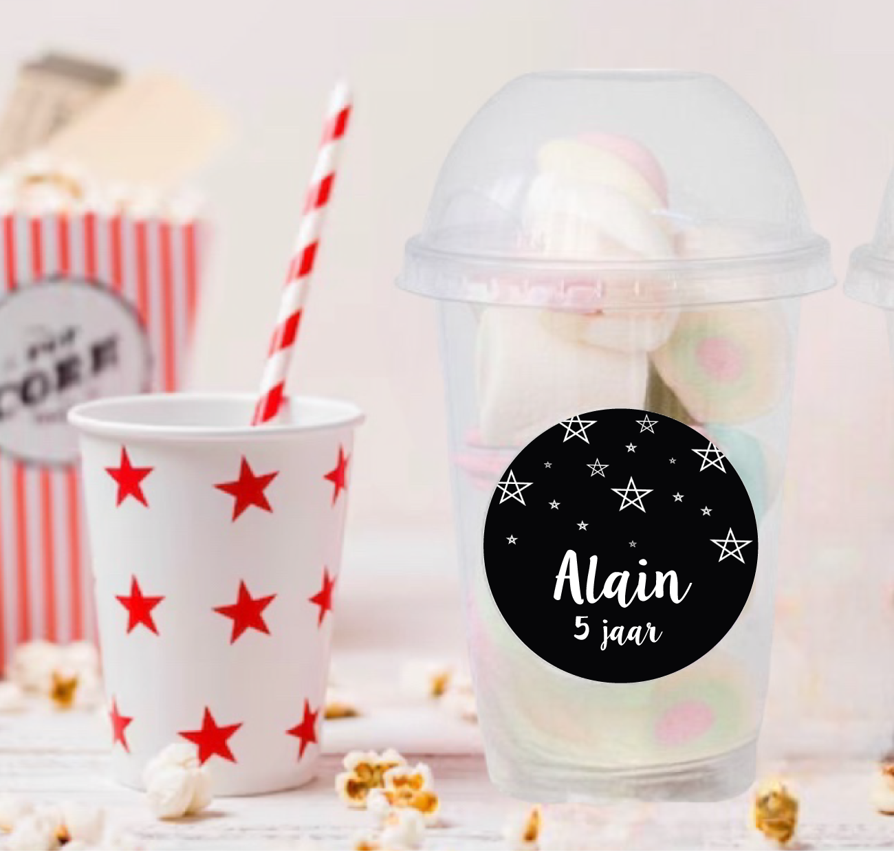 Schooltraktatie bekers groot zwart sterren (5st)