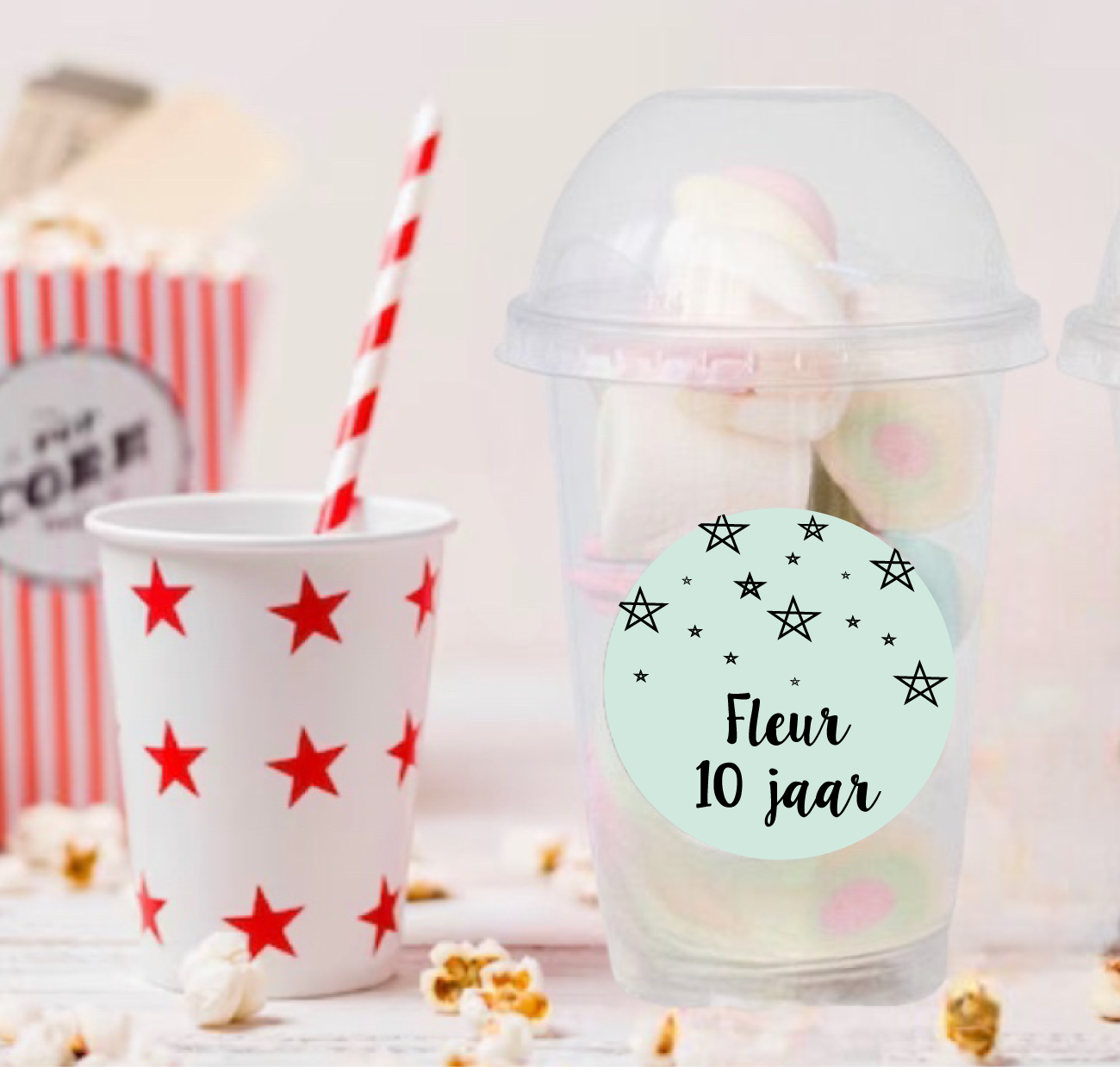 Schooltraktatie bekers groot mint sterren (5st)