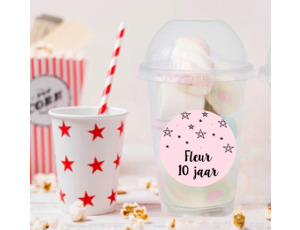 Schooltraktatie bekers groot roze sterren (5st)