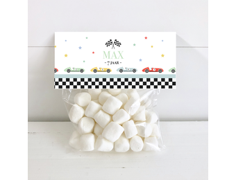 Printable snoepzak label race car
