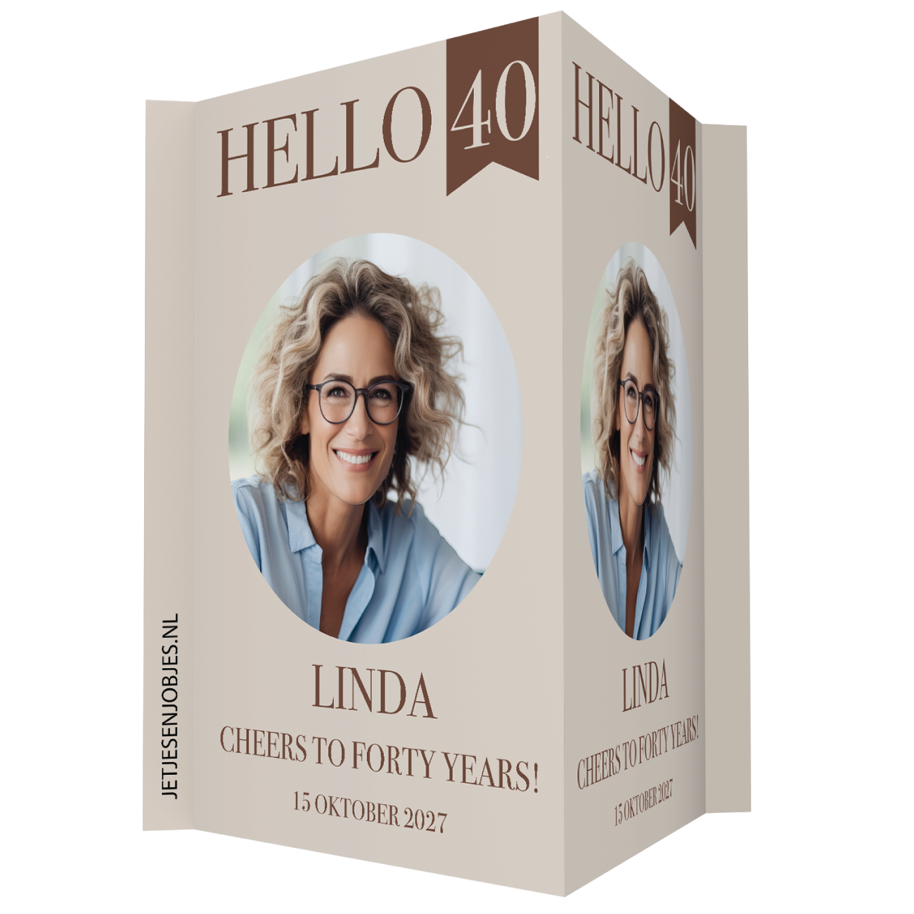 Raambord XL verjaardag Hello 40 crème