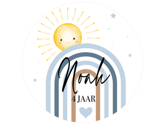 Etiket regenboog blauw (5st)