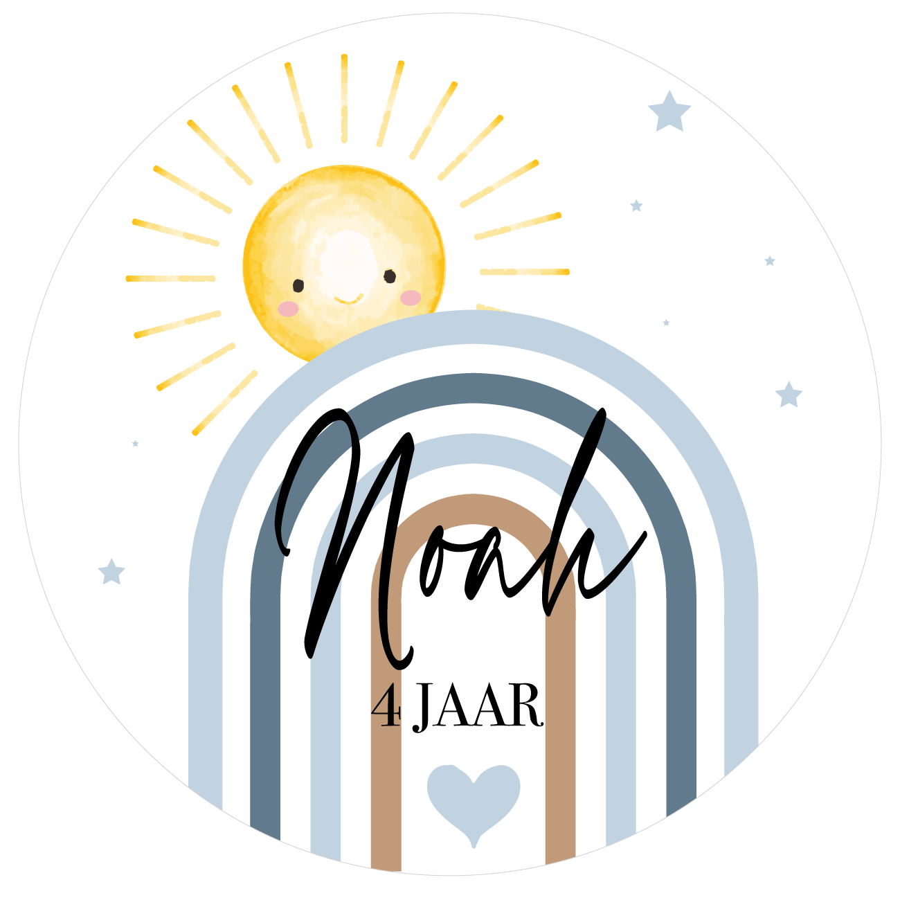 Etiket regenboog blauw (5st)