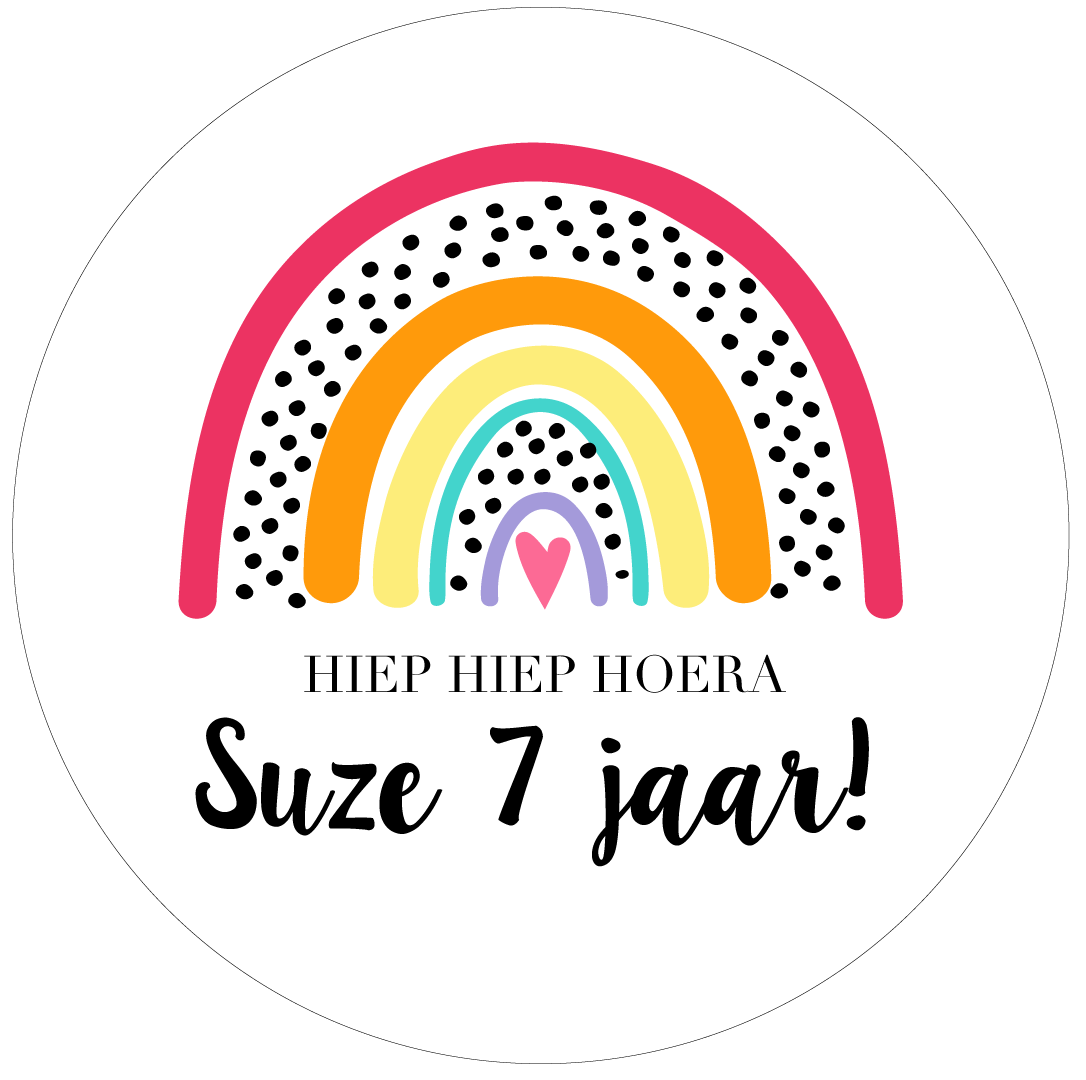 Etiket Rond Regenboog (5st)