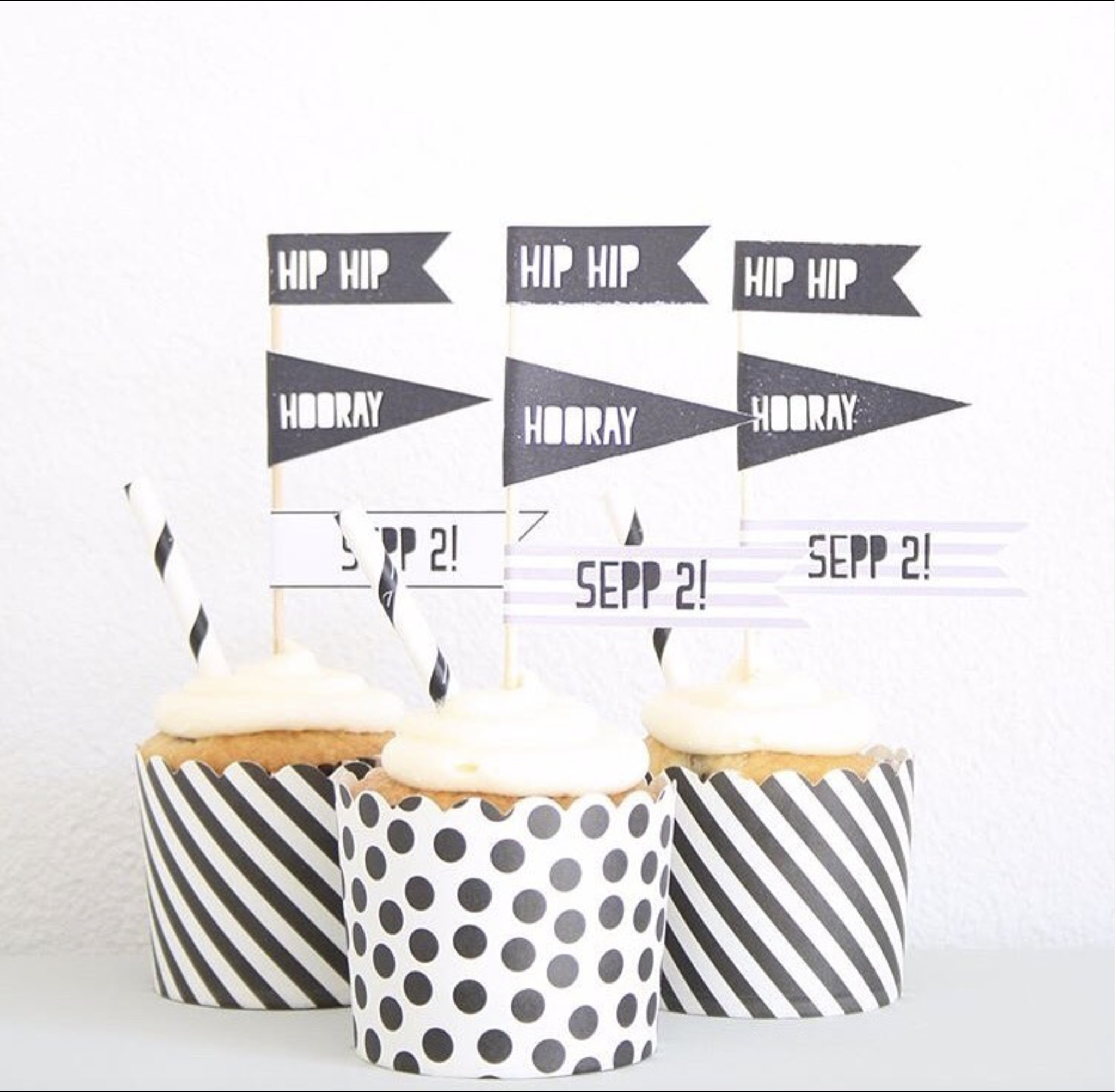Hip hip hooray cupcake topper