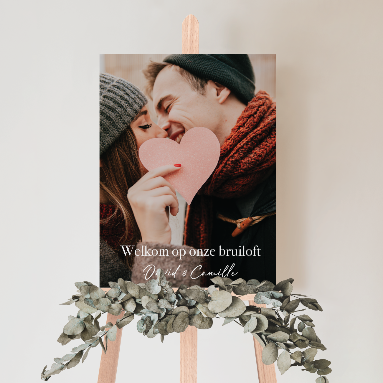 Welkomstbord bruiloft met foto