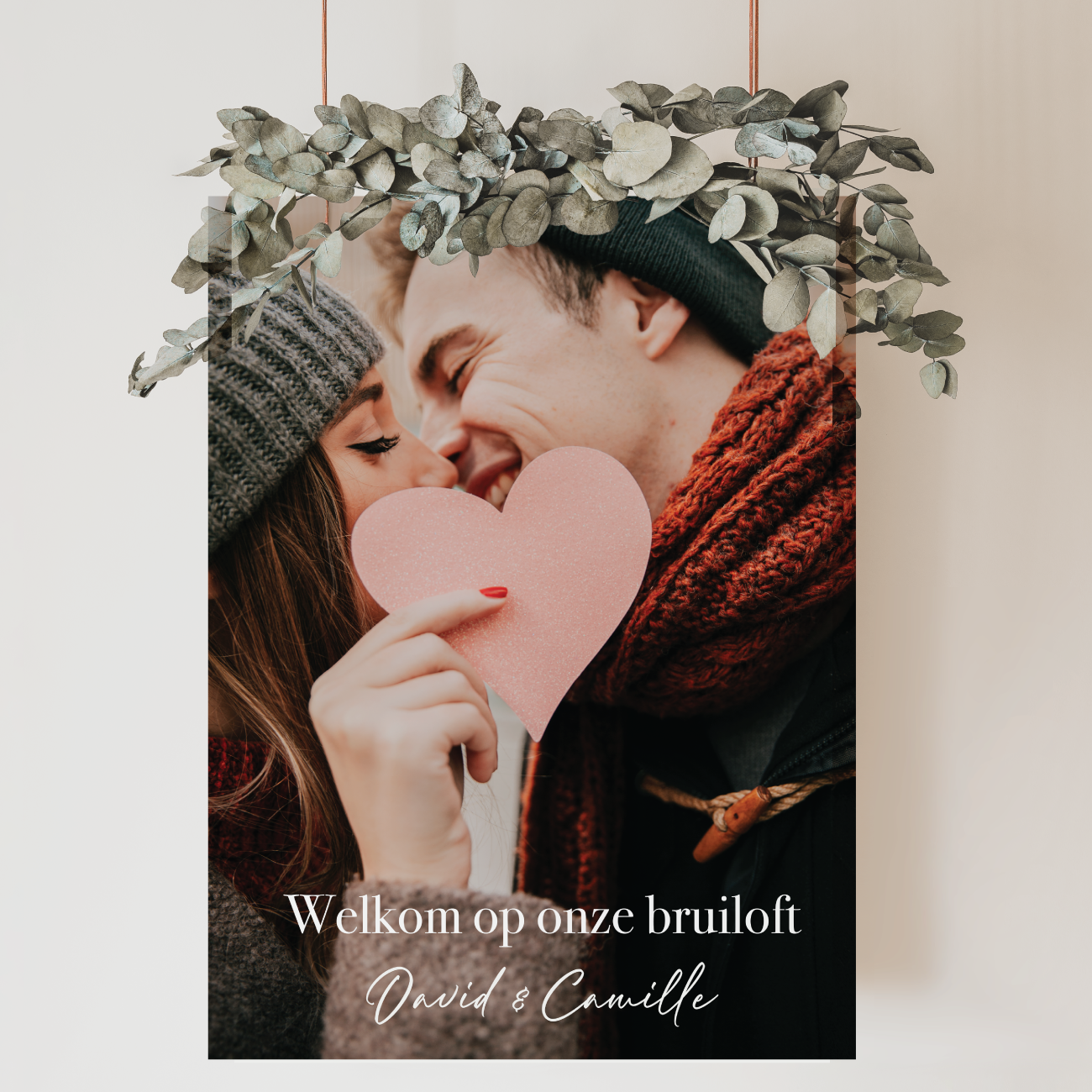 Welkomstbord bruiloft met foto