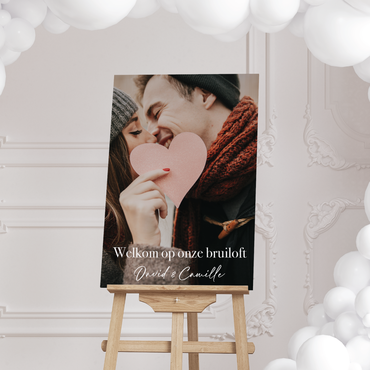 Welkomstbord bruiloft met foto