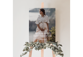 Welkomstbord Babyshower met foto en naam – gepersonaliseerd – uniek cadeau