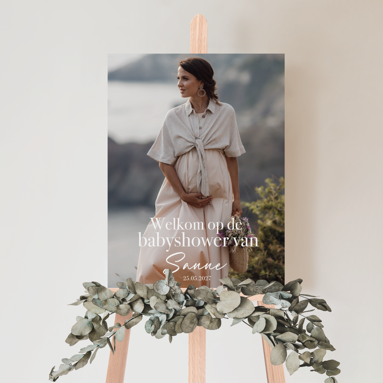 Welkomstbord babyshower met foto