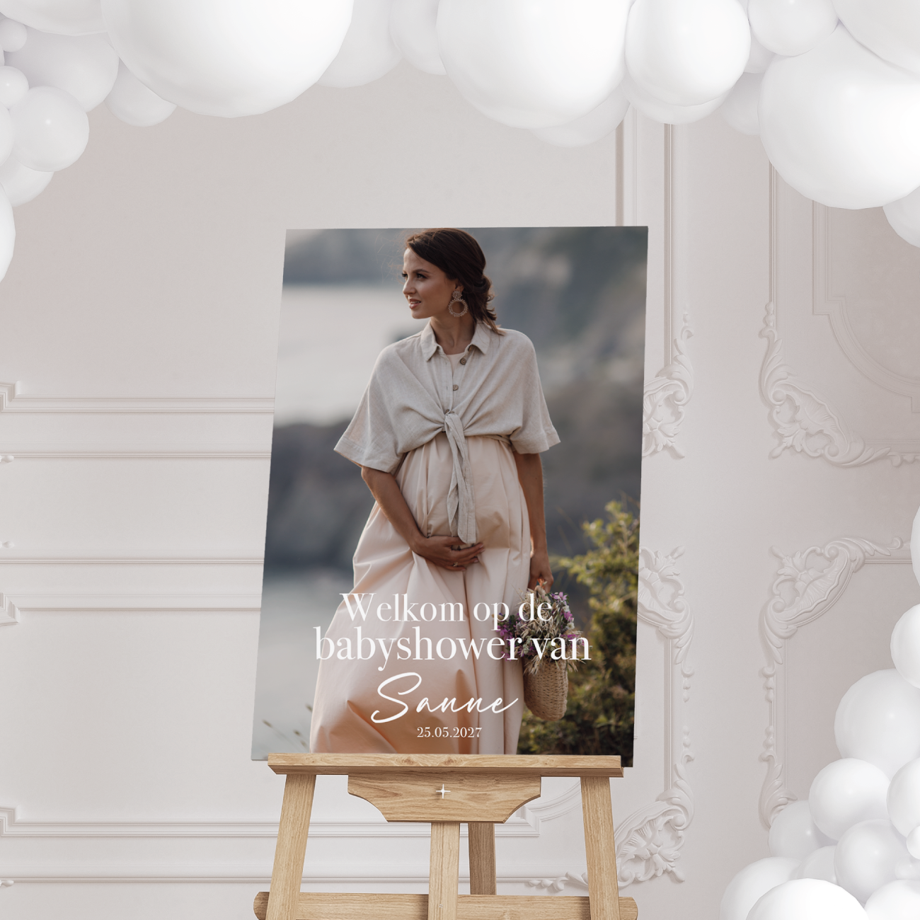 Welkomstbord Babyshower met foto en naam – gepersonaliseerd – uniek cadeau