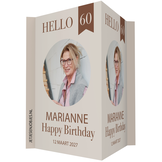 Raambord XL verjaardag Hello 60 crème