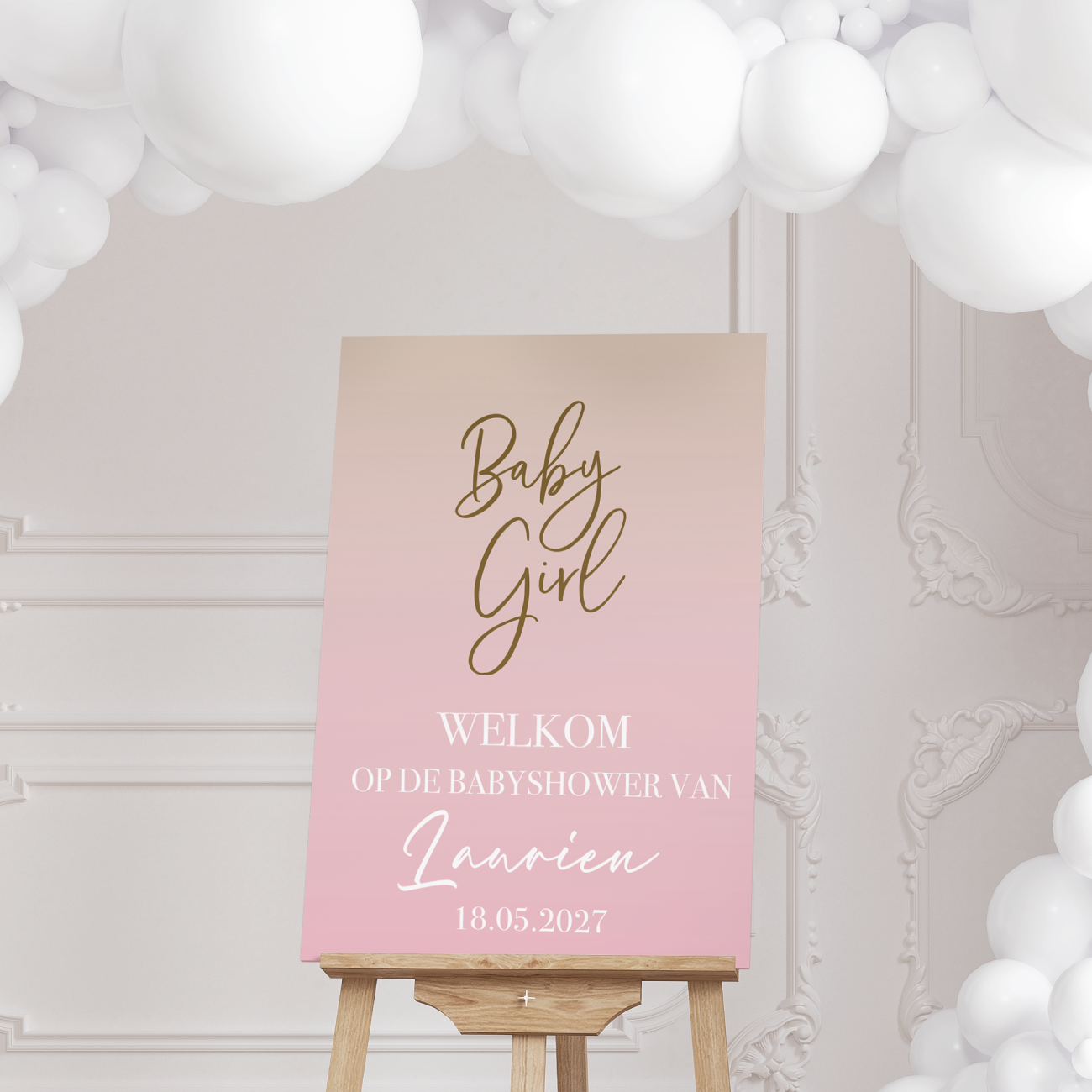 Welkomstbord Pink babyshower