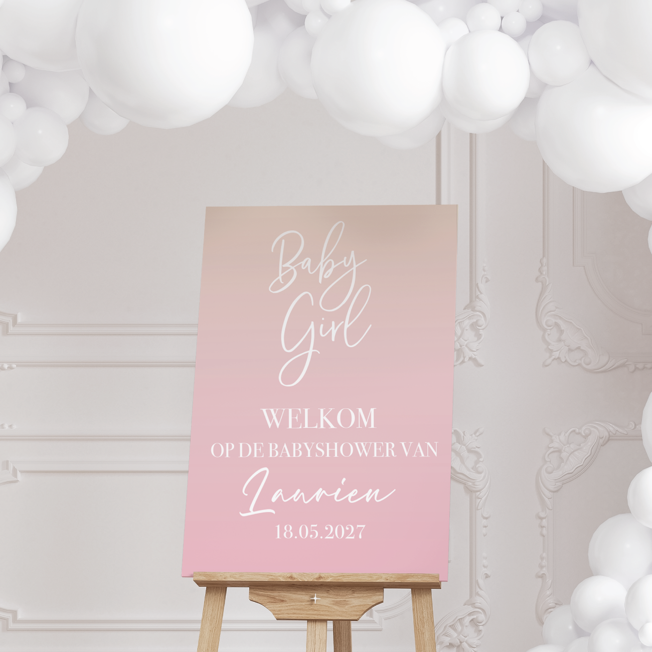 Welkomstbord Pink babyshower