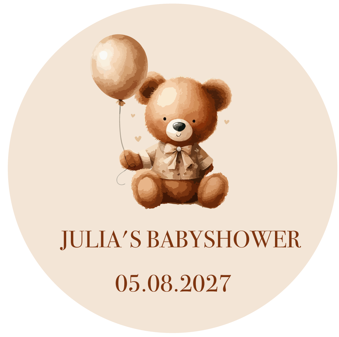Sticker Babyshower Teddy Beer 50mm (5st)
