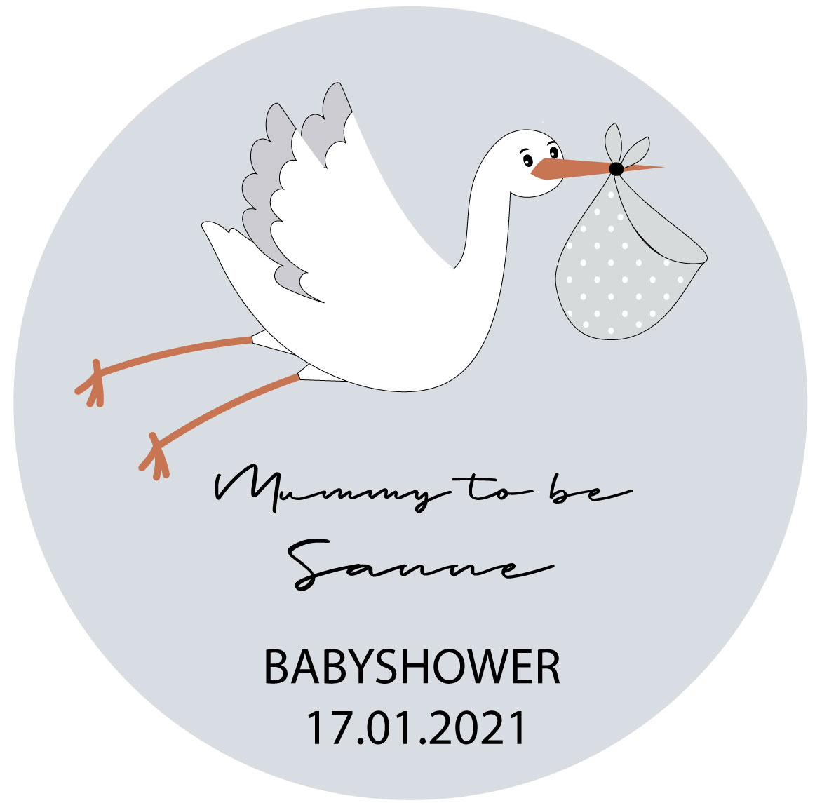 Babyshower sticker Hello Little One 50mm (5st)