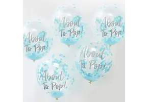 Confetti ballonnen about to pop blauw (5st) Ginger Ray