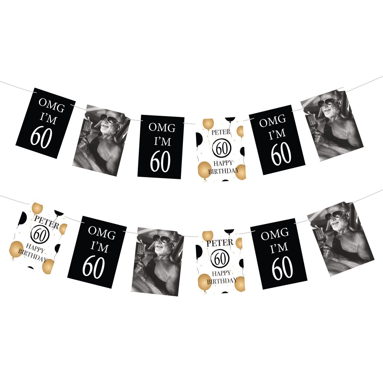 Slinger gepersonaliseerd OMG I'M 60 jaar (18st)