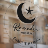 Raamsticker Ramadan Mubarak met naam (herbruikbaar)