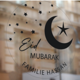 Raamsticker Eid Mubarak met naam (herbruikbaar)