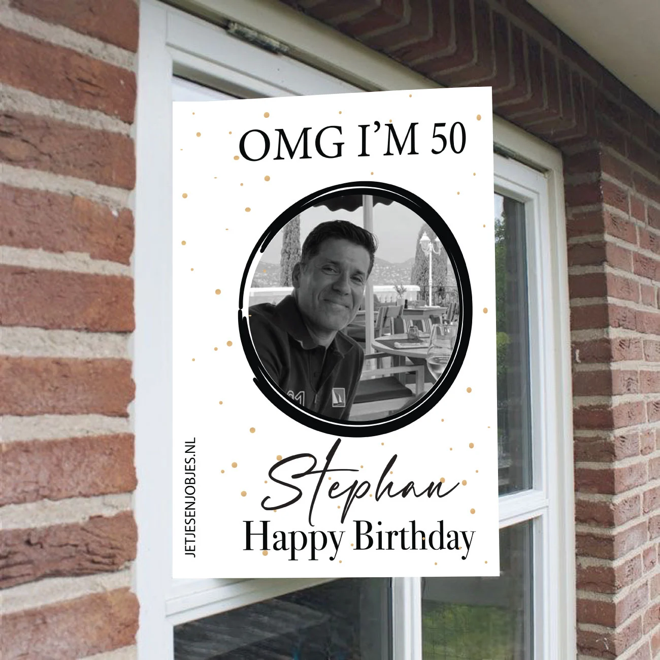 Raambord 50 jaar verjaardag – Sarah of Abraham – gepersonaliseerd met naam XL