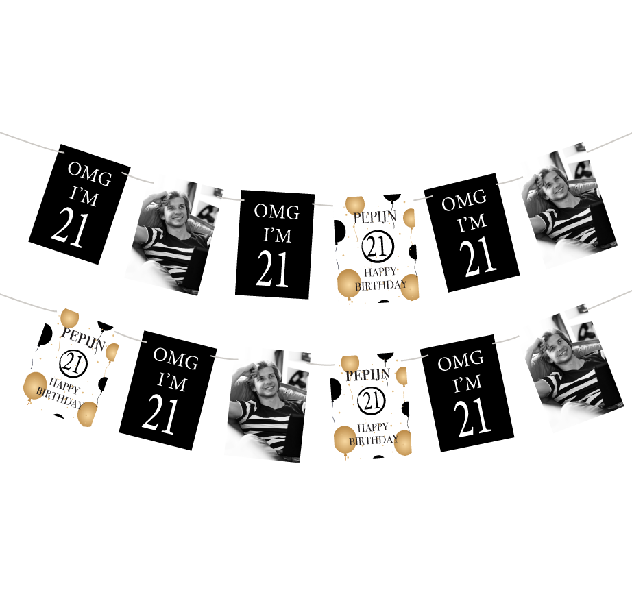 Slinger gepersonaliseerd OMG I'M 21 jaar (18st)